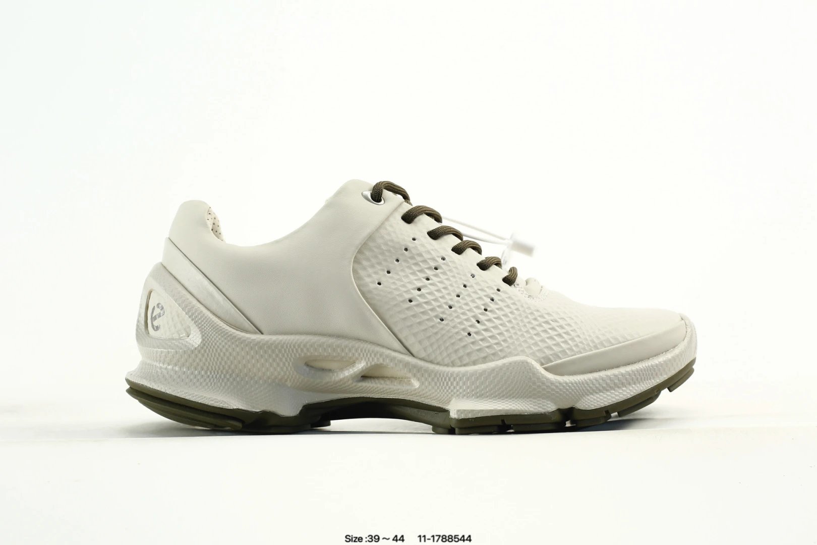 Casual Leather Sneakers Low Top Walking Shoes - Ecru - Ecco - Cnfans - $60.00