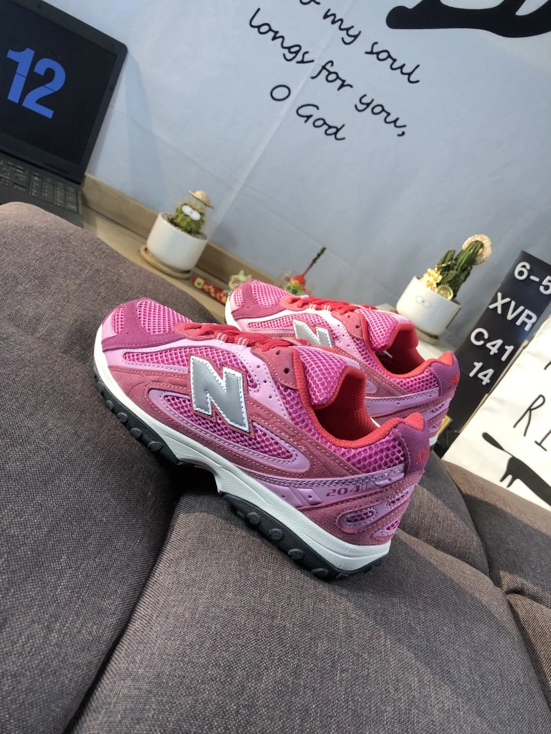 Retro Suede Running Dad Shoes Rose - Gallery Image 5 - Detailed View