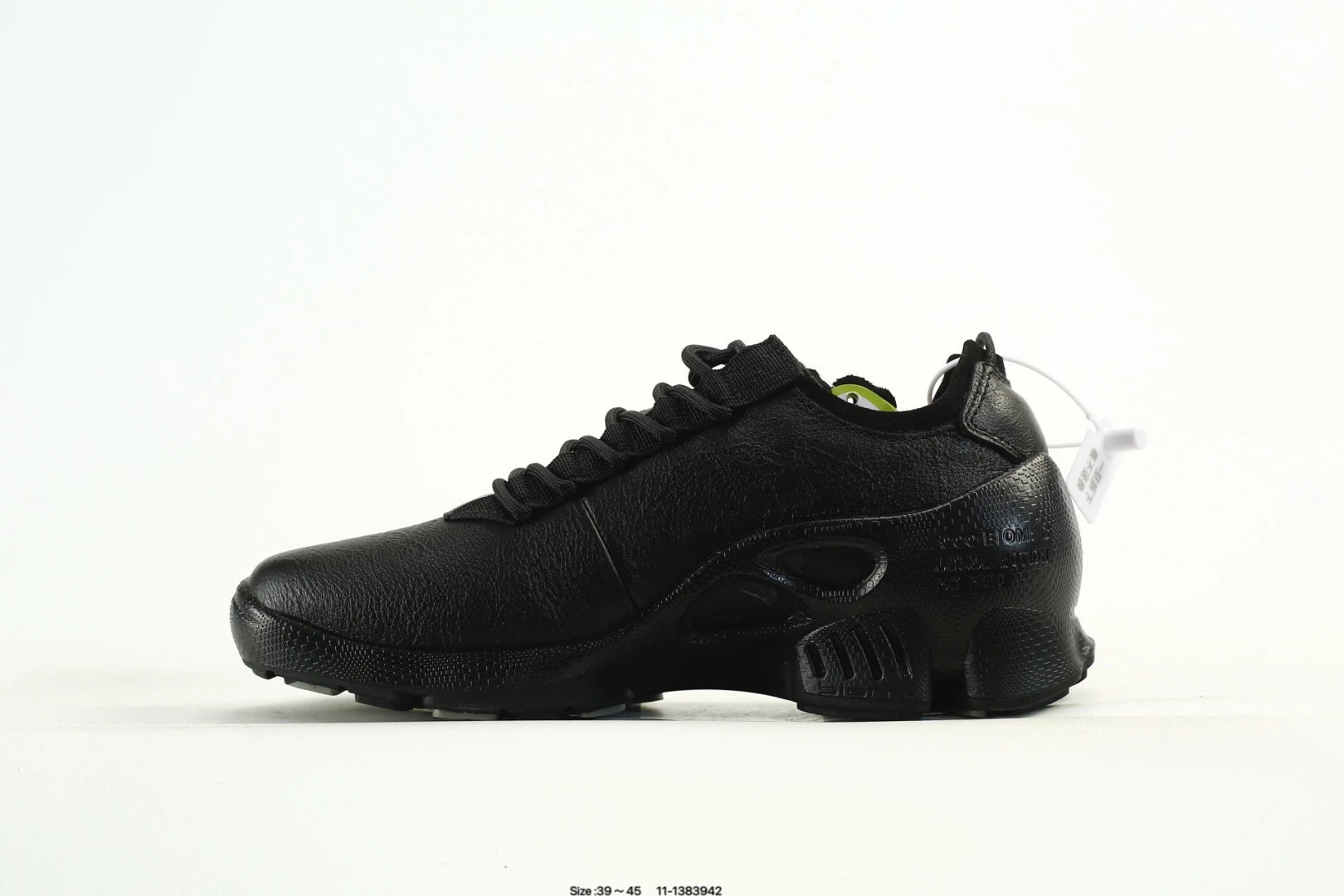 ECCO Leather Casual Sneakers Black - Gallery Image 4 - Detailed View