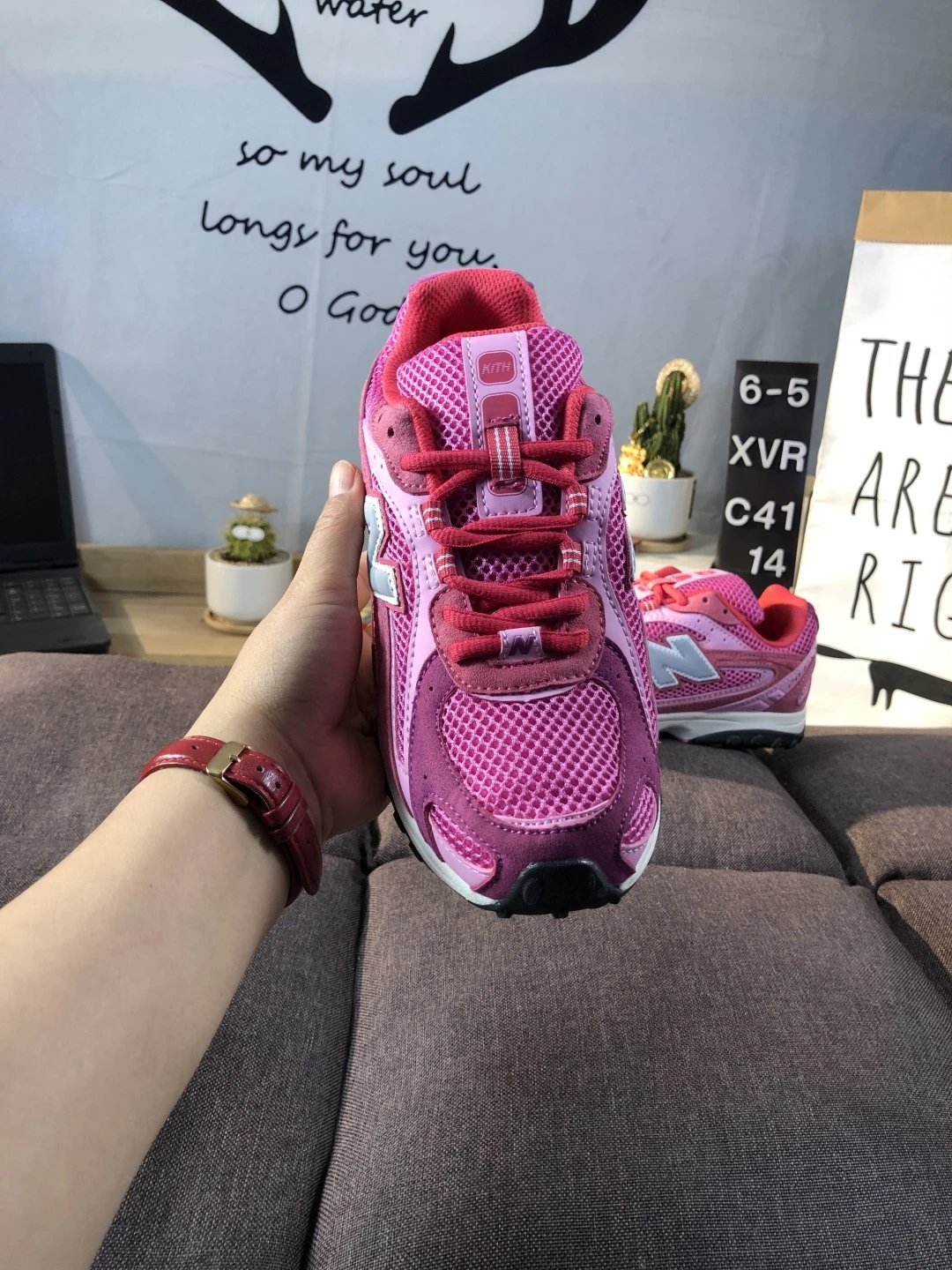 Retro Suede Running Dad Shoes Rose - Gallery Image 8 - Detailed View