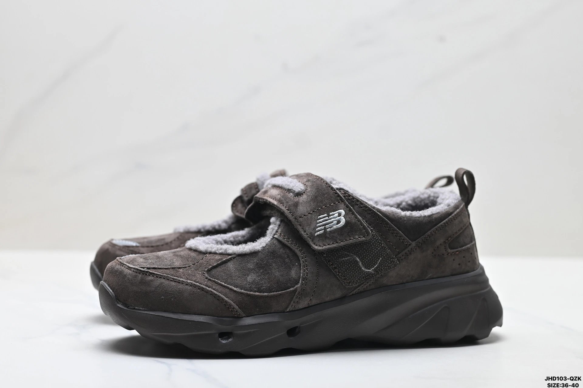 Mary Jane Suede Warm Casual Shoes Cocoa Brown - Gallery Image 5 - Detailed View