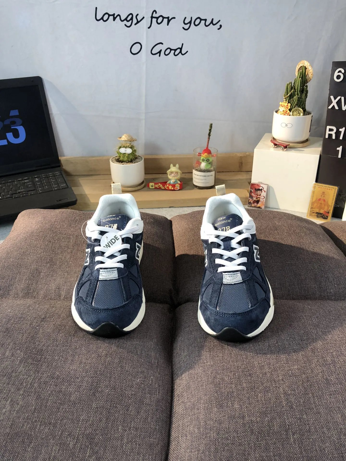 Kids Suede Mesh Athletic Sneakers Navy Blazer - Gallery Image 2 - Detailed View