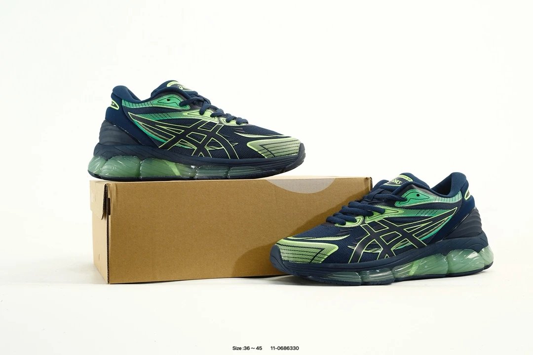 ASICS GEL-Quantum 360 VIII Running Shoes Navy Green - Gallery Image 4 - Detailed View