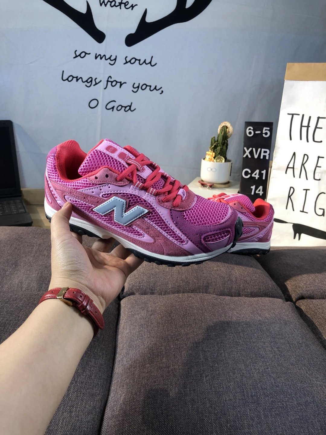 Retro Suede Running Dad Shoes Rose - Gallery Image 7 - Detailed View