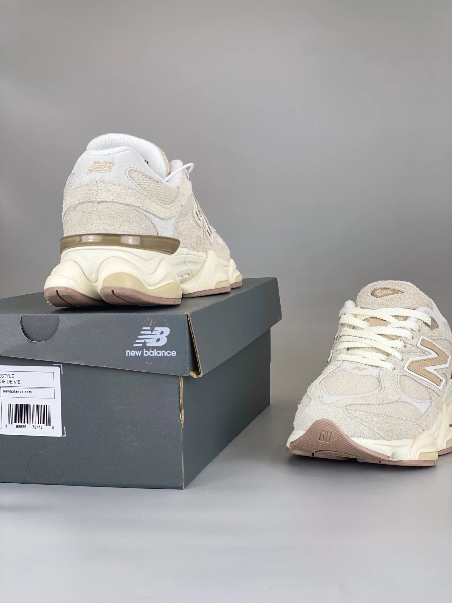 Retro Suede Runner Shoes, NB 9060 Series - Ecru - Gallery Image 5 - Detailed View