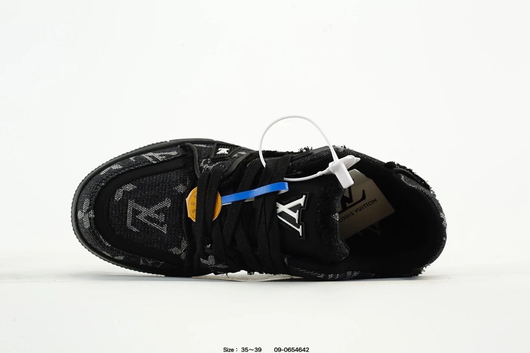 Luxury Low Top Trainer Sneaker Leather with Charcoal Black - Gallery Image 4 - Detailed View