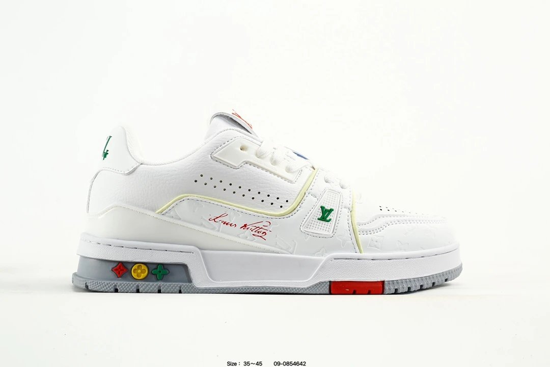 Luxury Leather Trainer Low Top Sneakers White - Gallery Image 1 - Detailed View