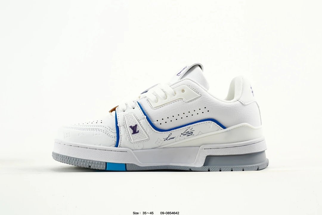 Luxury Leather Low Top Trainer Sneakers White Pearl - Gallery Image 3 - Detailed View