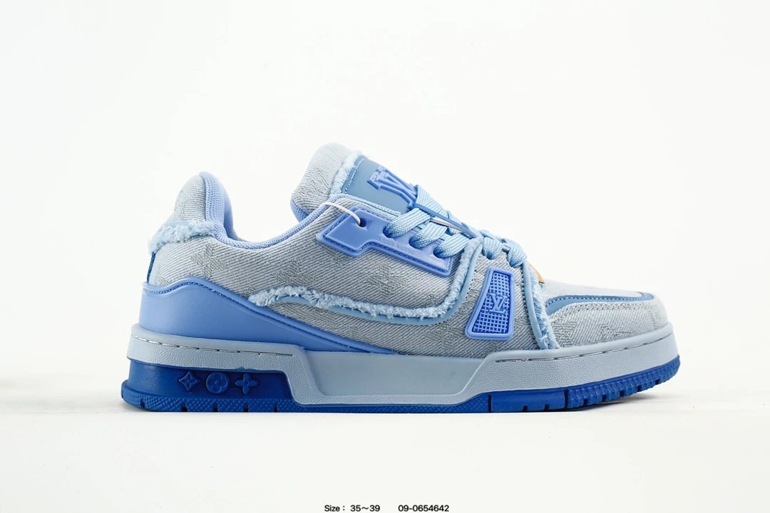 Low Top Leather Trainer Sneakers Casual Non Slip Sky Blue - Louis Vuitton - Cnfans - $57.42