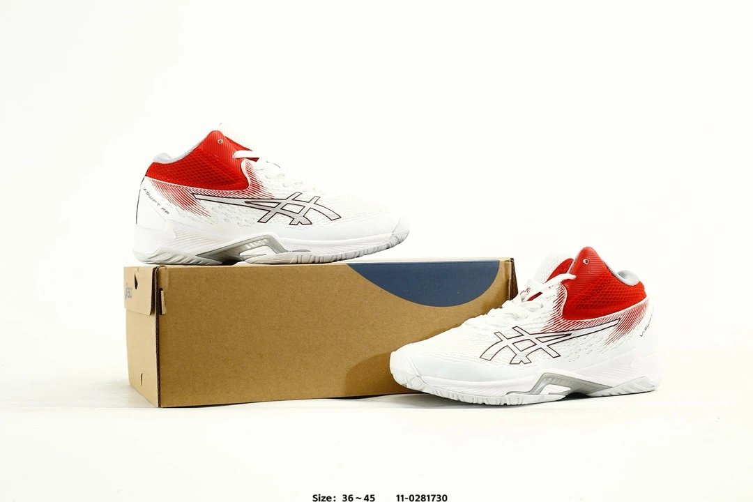 Asics V-SWIFT FF MT 4 Volleyball Shoes White Red - Gallery Image 9 - Detailed View