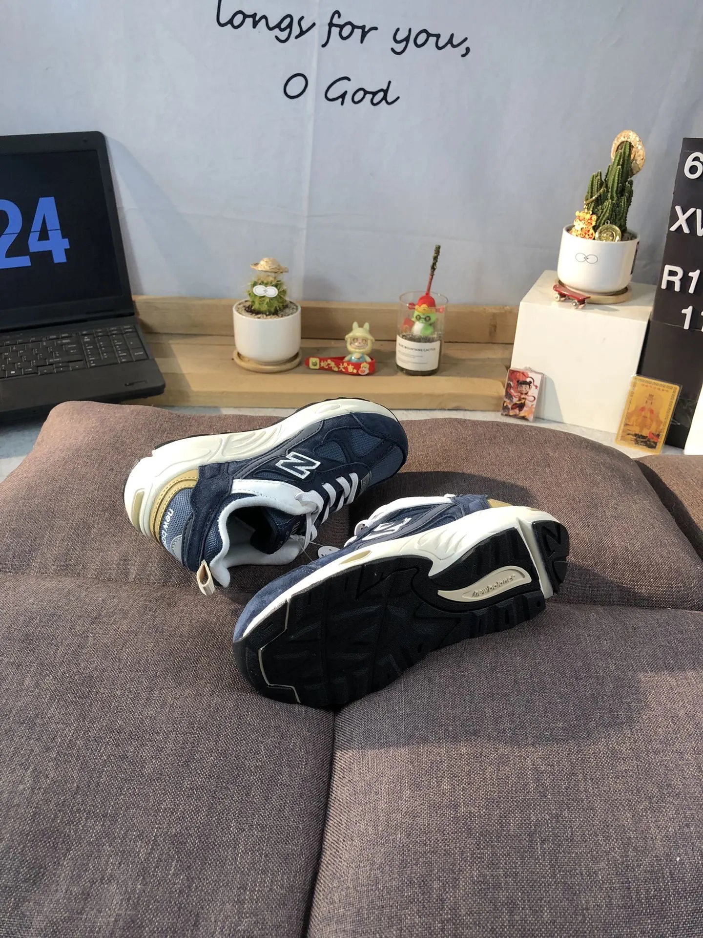 Kids Suede Mesh Athletic Sneakers Navy Blazer - Gallery Image 6 - Detailed View