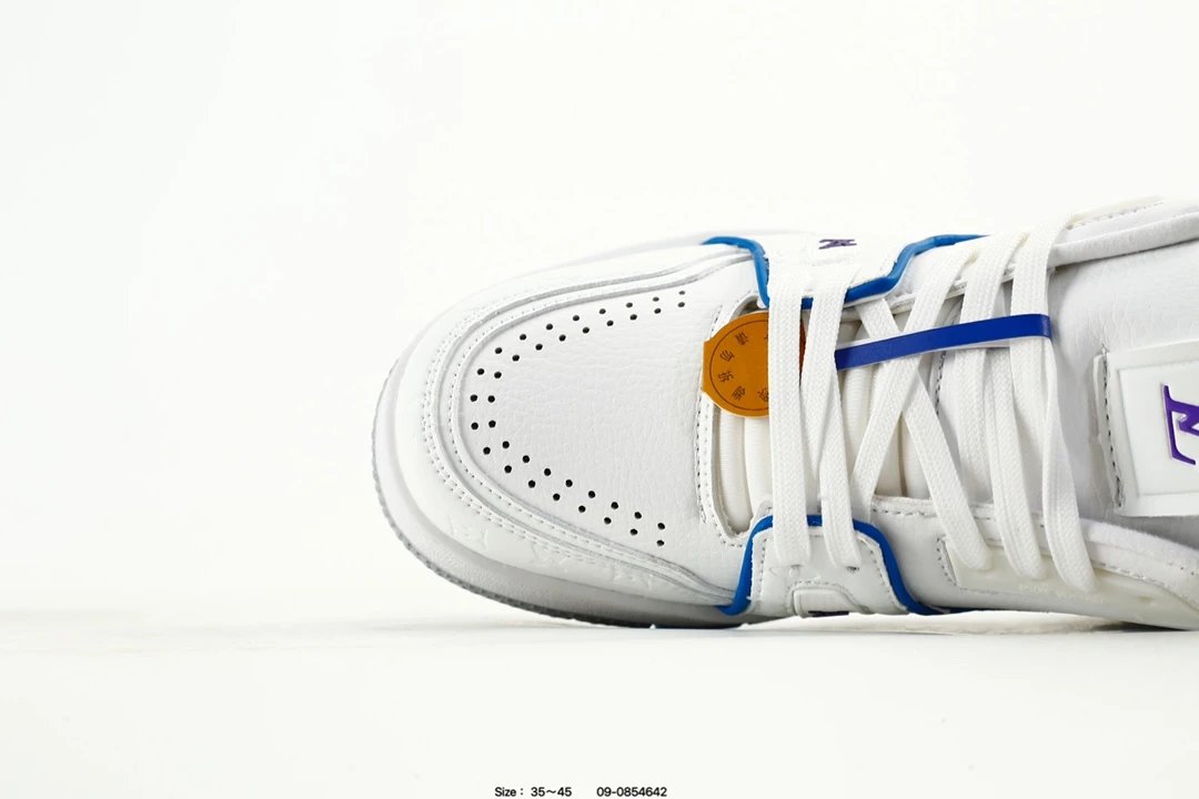 Luxury Leather Low Top Trainer Sneakers White Pearl - Gallery Image 5 - Detailed View