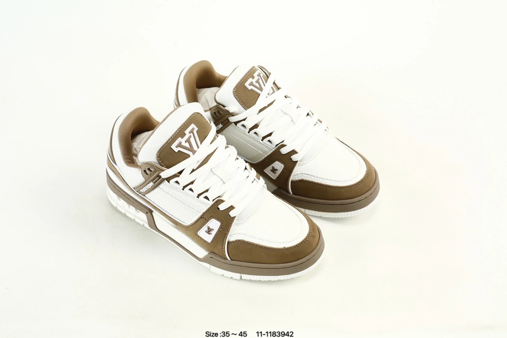 Grain Leather Skate Sneakers with Rubber Sole in Mocha - Gallery Image 8 - Detailed View