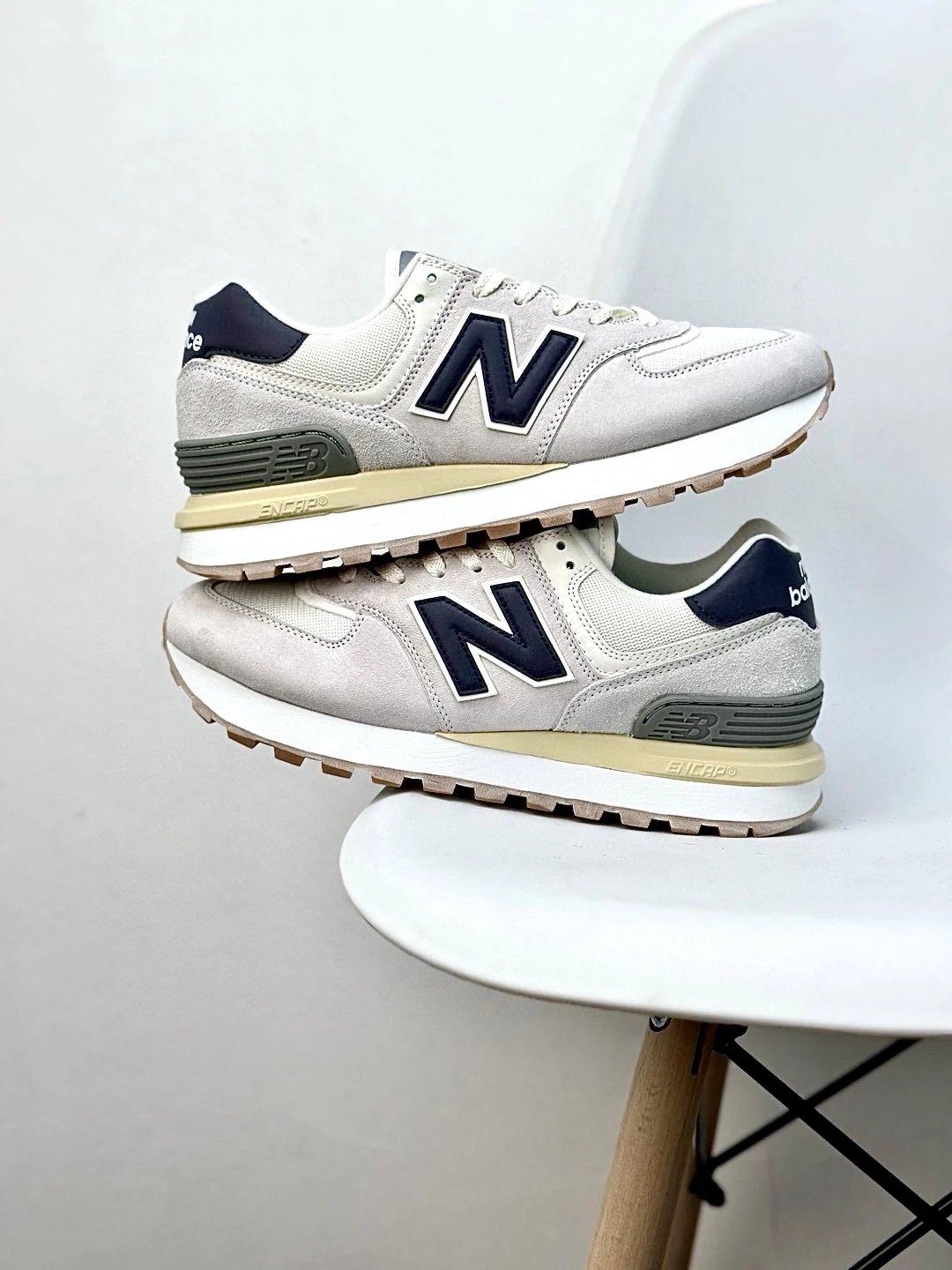 574 Series Suede Casual Sneakers Oyster White - Gallery Image 2 - Detailed View