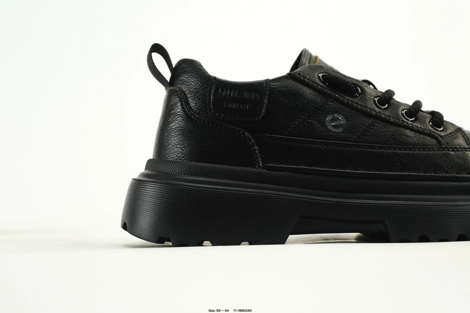 Leather Platform Casual Shoes Streetwear Onyx - Gallery Image 2 - Detailed View