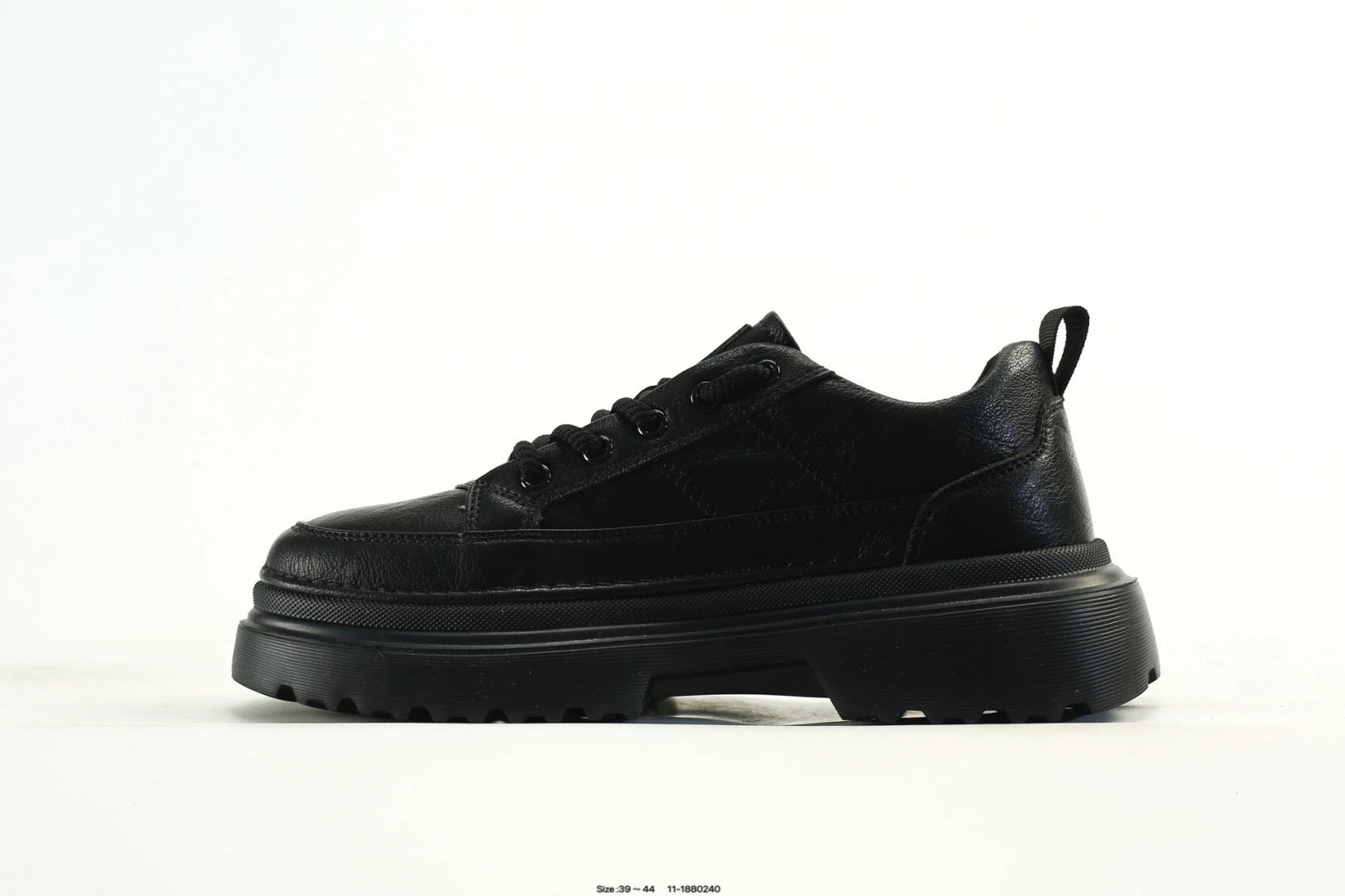 Leather Platform Casual Shoes Streetwear Onyx - Gallery Image 3 - Detailed View