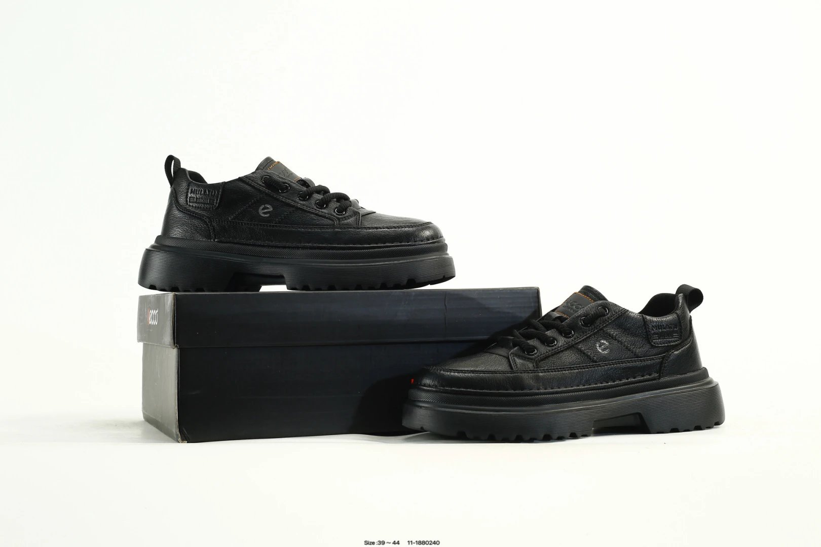 Leather Platform Casual Shoes Streetwear Onyx - Gallery Image 9 - Detailed View