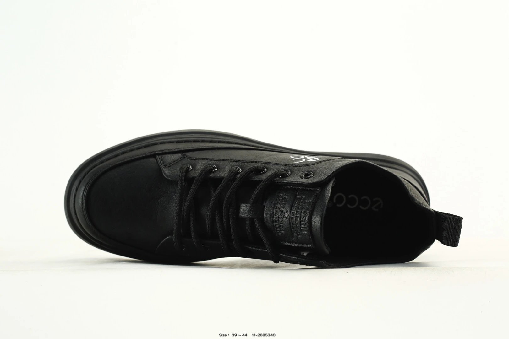 Casual Leather Lightweight Men's Sneakers Onyx Black - Gallery Image 3 - Detailed View