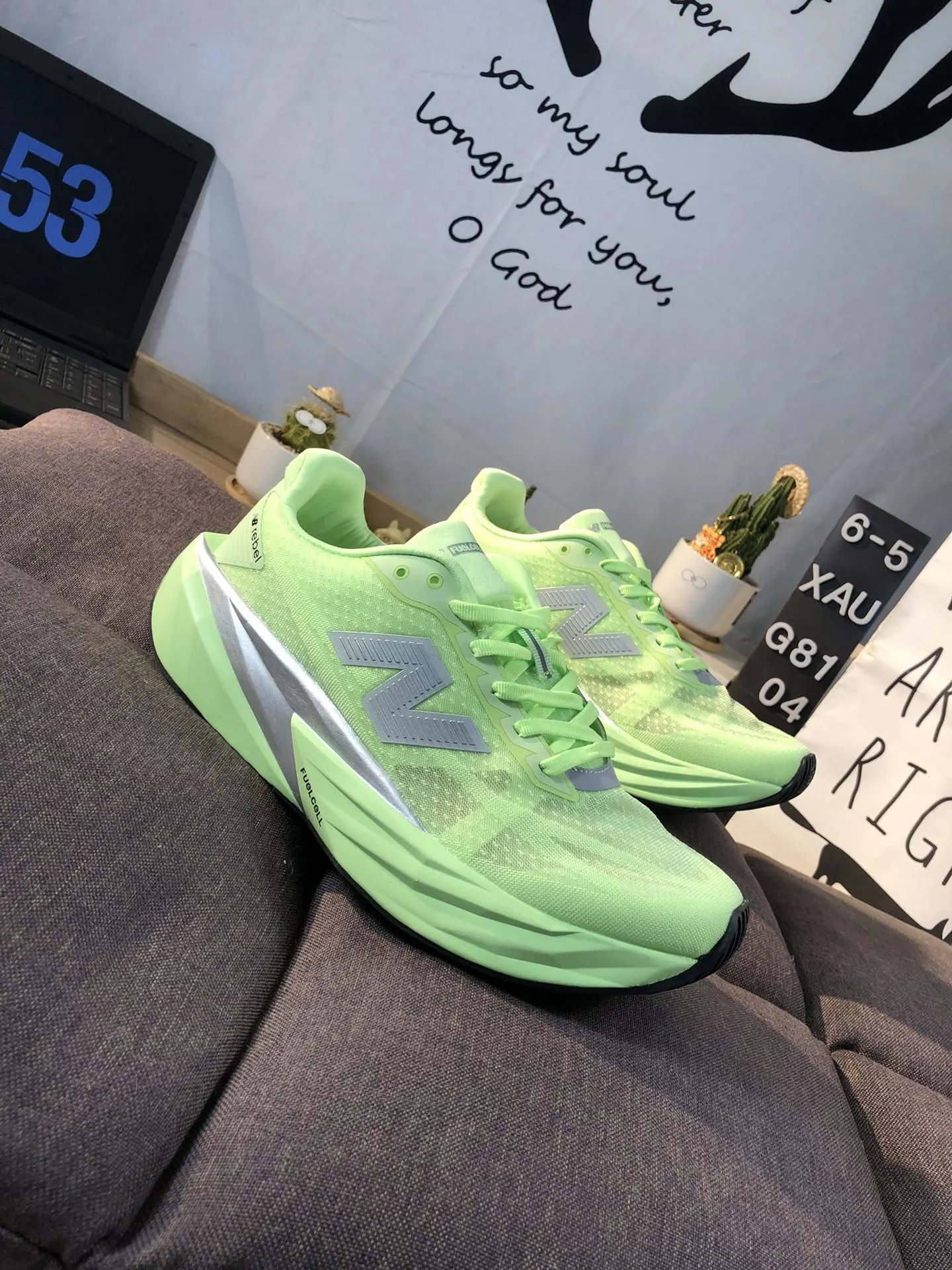 Running Shoes FuelCell Knit Upper Athletic Chartreuse - Gallery Image 3 - Detailed View