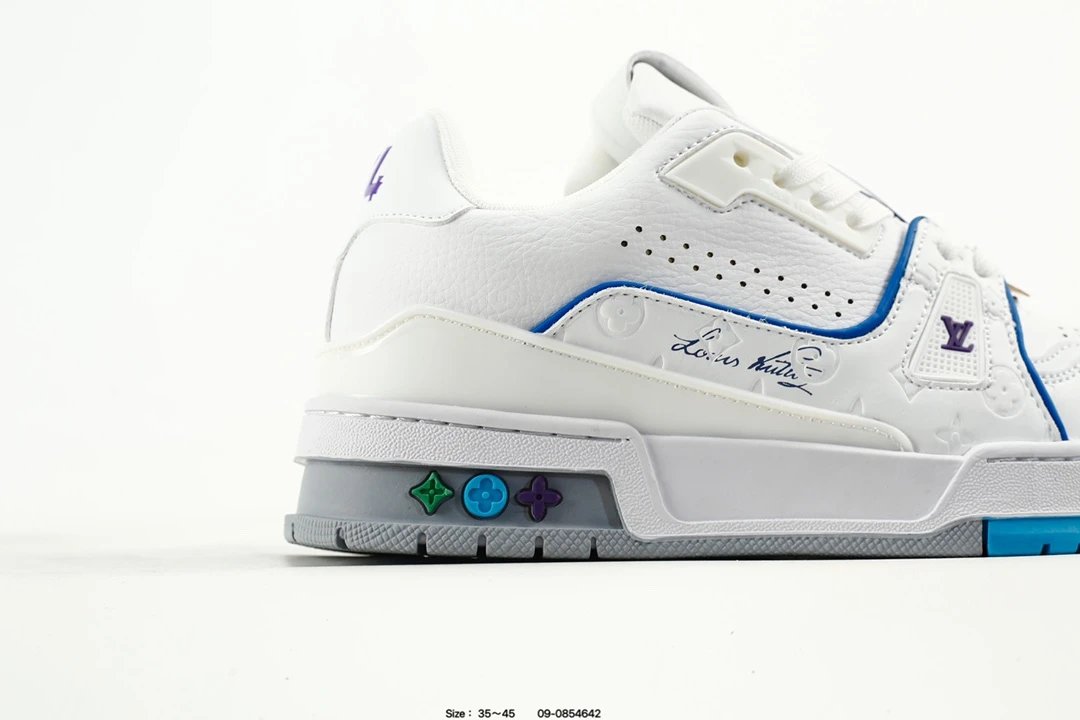 Luxury Leather Low Top Trainer Sneakers White Pearl - Gallery Image 2 - Detailed View