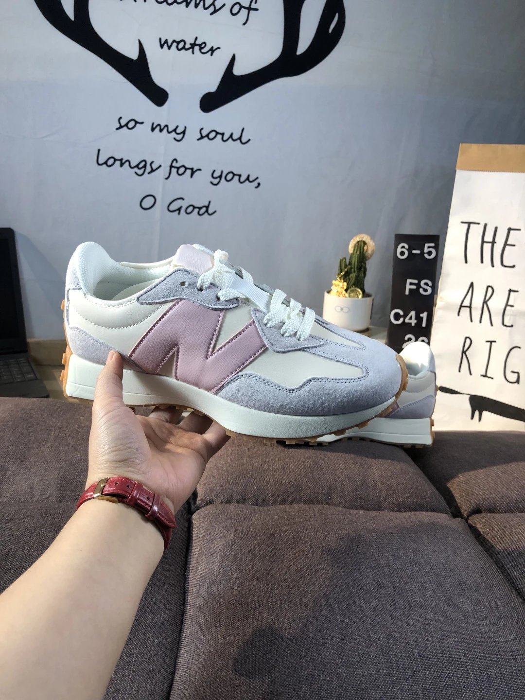 Retro Suede Sneakers Nylon Running Shoes Mauve - Gallery Image 7 - Detailed View