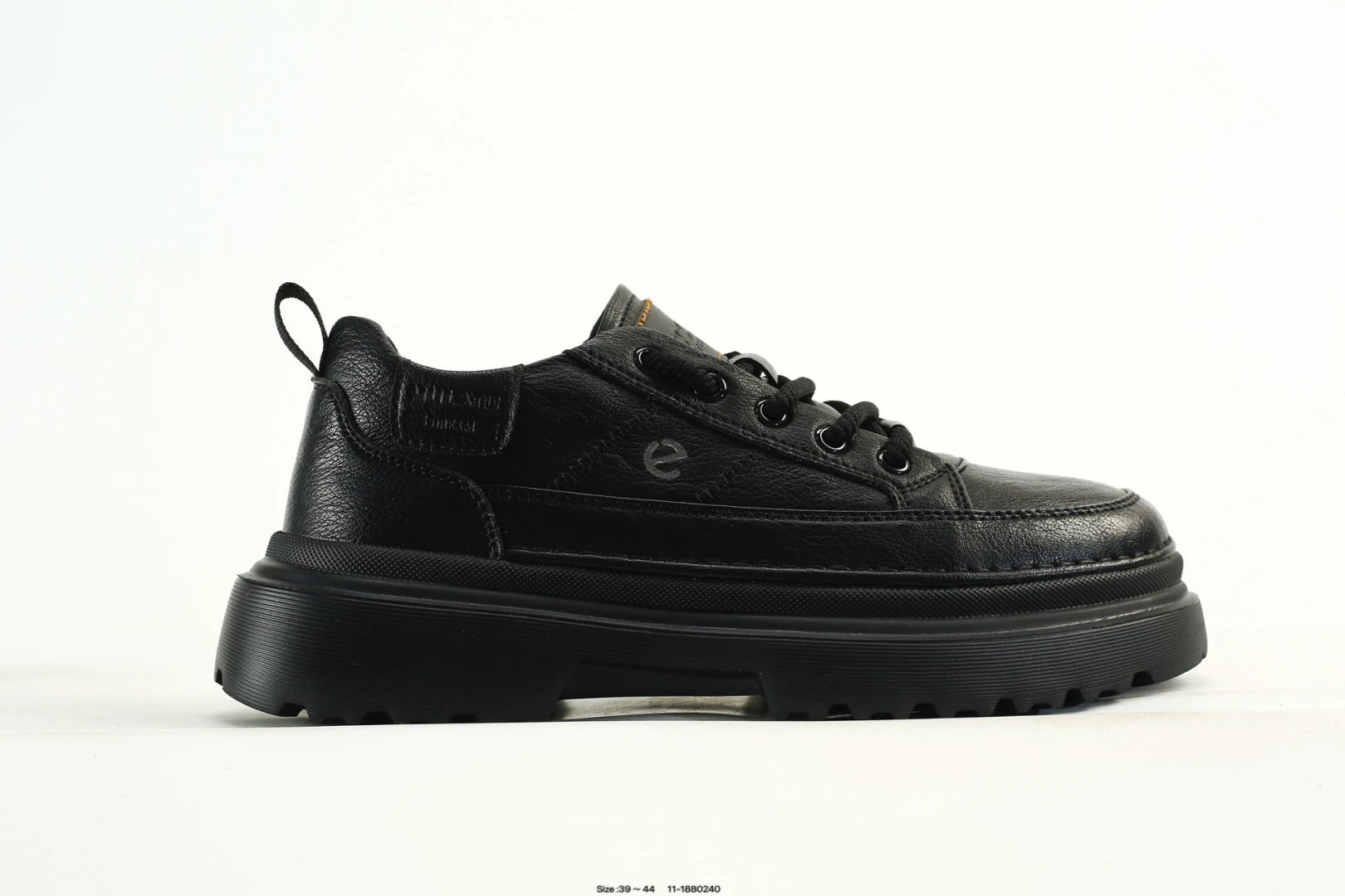 Leather Platform Casual Shoes Streetwear Onyx - Gallery Image 1 - Detailed View