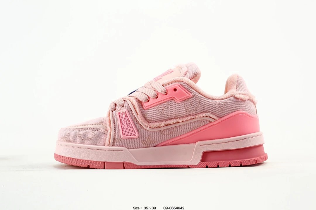Low Top Trainer Sneakers Leather Casual Shoes Rose Pink - Gallery Image 3 - Detailed View