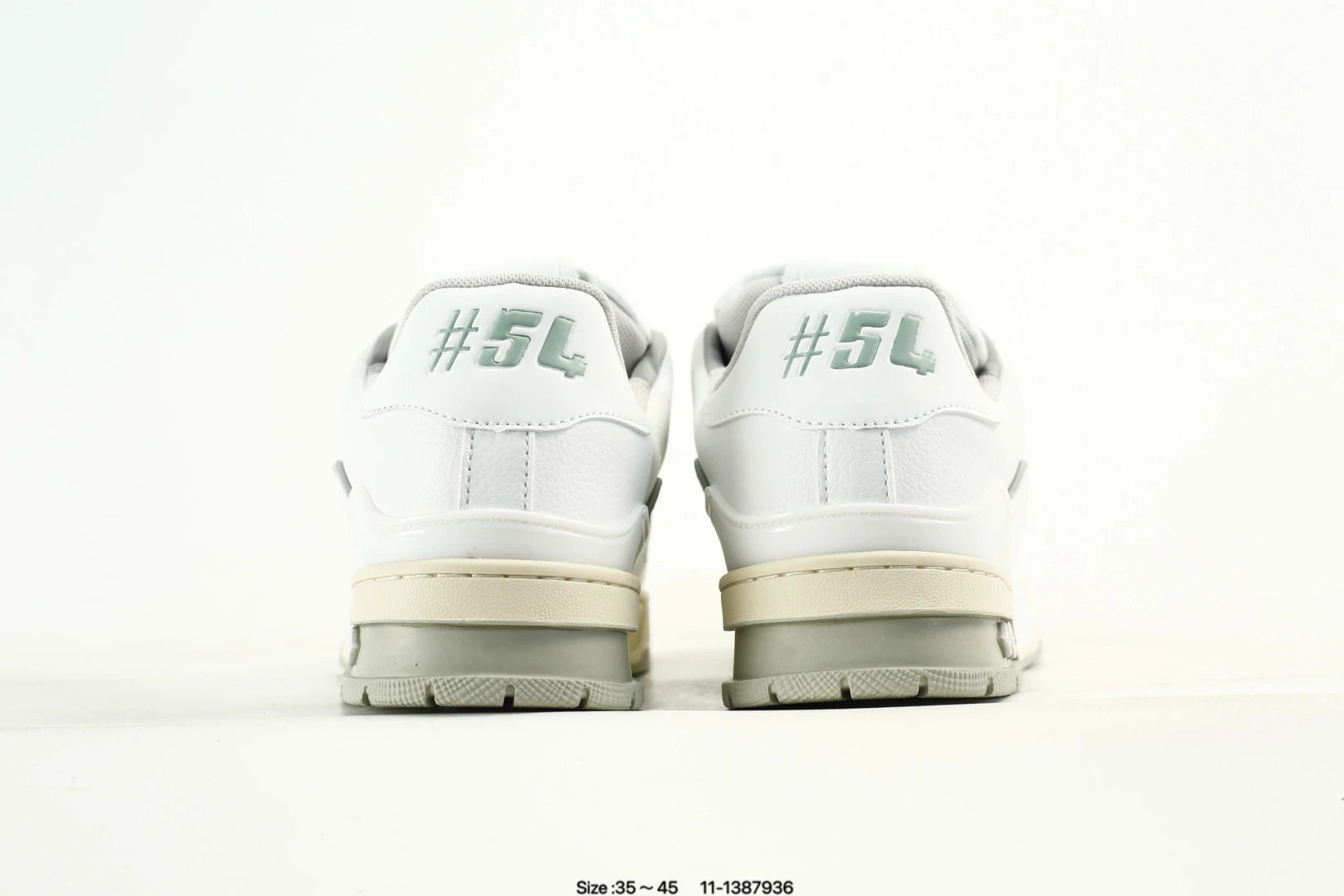 Low Top Leather Trainer Sneakers with Ivory White Finish - Gallery Image 7 - Detailed View