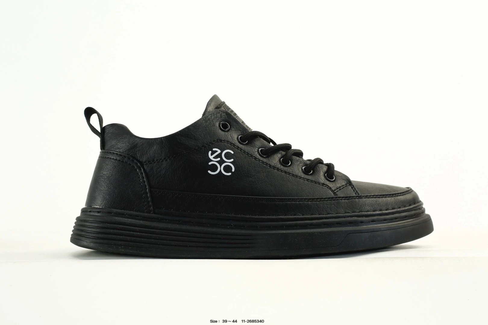 Casual Leather Lightweight Men's Sneakers Onyx Black - Gallery Image 1 - Detailed View