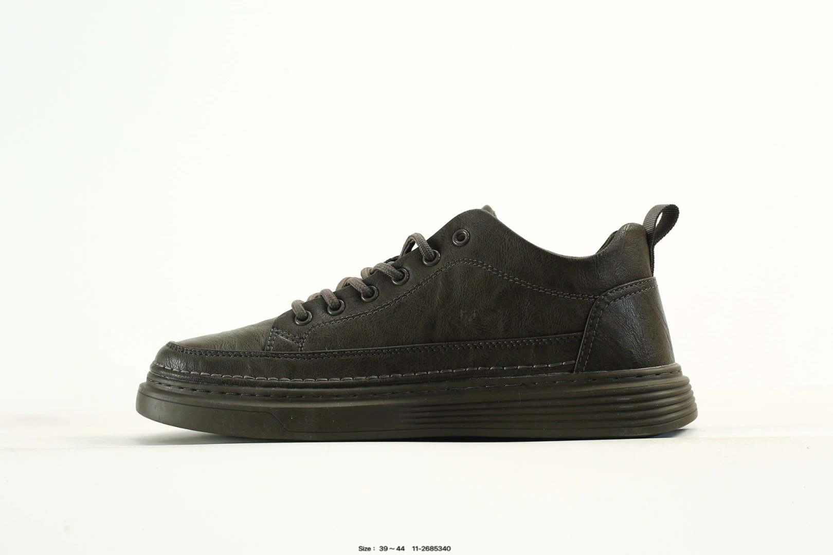 Casual Leather Lightweight Men's Sneakers Onyx Black - Gallery Image 6 - Detailed View