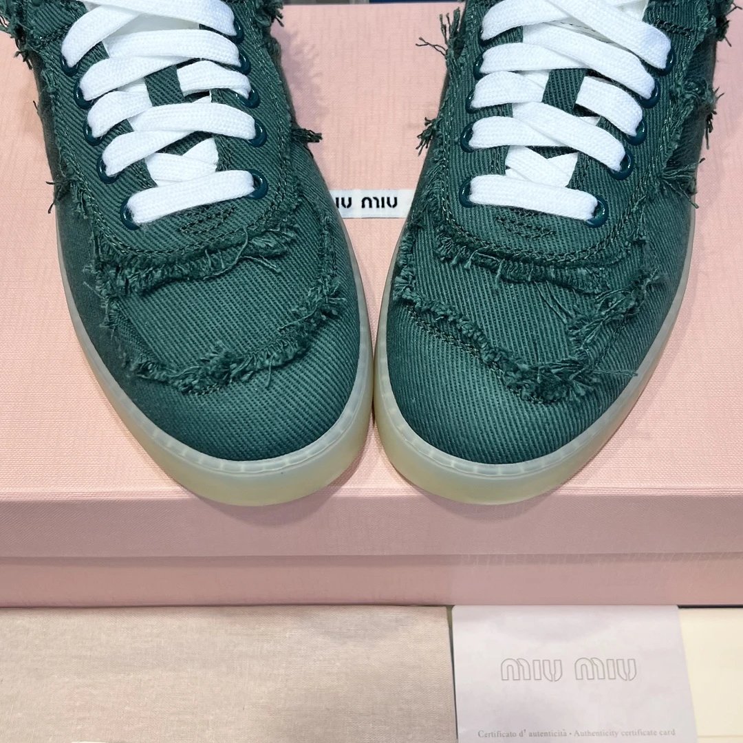 Distressed Canvas Low Top Sneakers with Fringe Teal Green - Gallery Image 6 - Detailed View