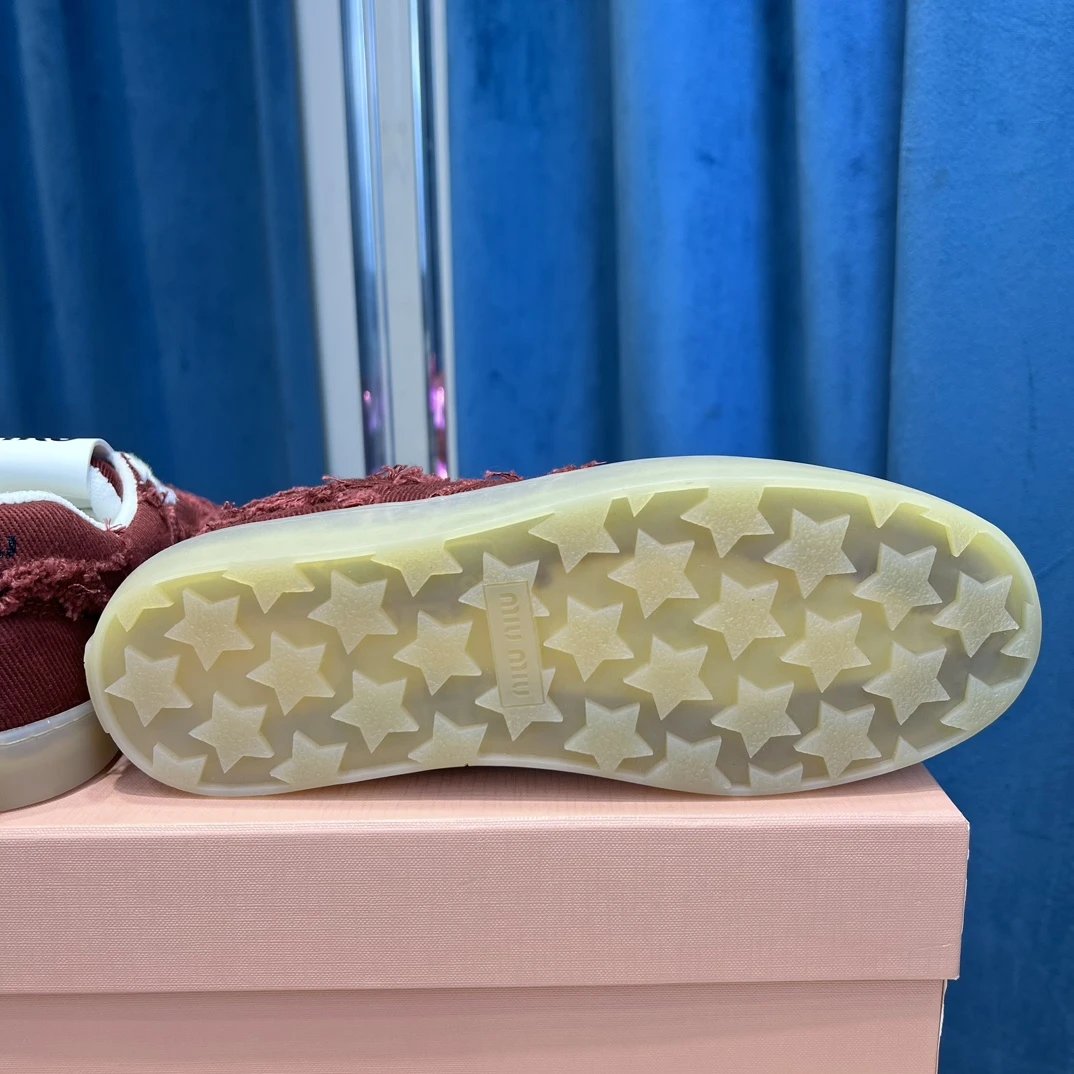 Vintage Frayed Canvas Sneakers with Towel Lining in Burgundy - Gallery Image 9 - Detailed View