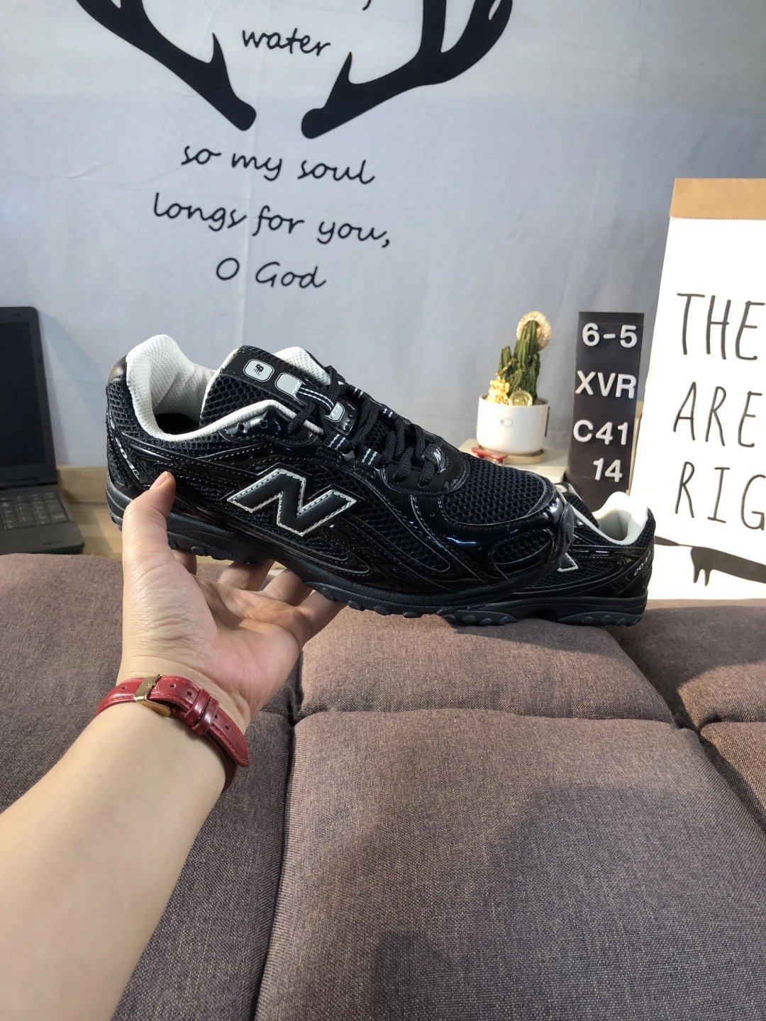 Retro Running Dad Shoes, Nubuck Sneaker - Onyx - Gallery Image 7 - Detailed View