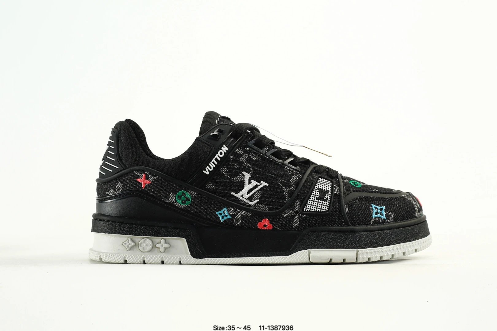 Luxury Trainer Sneaker Low Leather Casual Shoes Jet Black - Louis Vuitton - Cnfans - $49.68