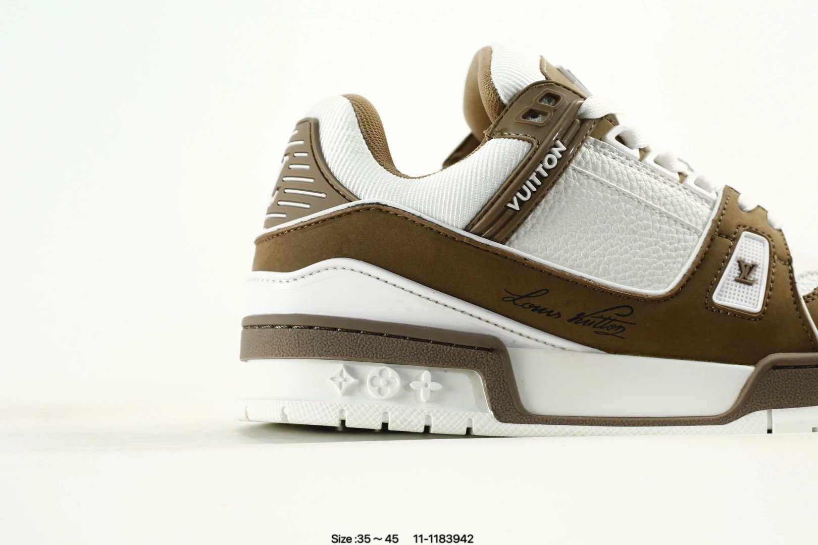 Grain Leather Skate Sneakers with Rubber Sole in Mocha - Gallery Image 2 - Detailed View