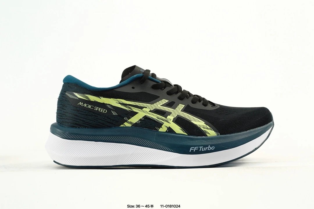 Asics Magic Speed 4 Running Shoes Black Green - Gallery Image 1 - Detailed View