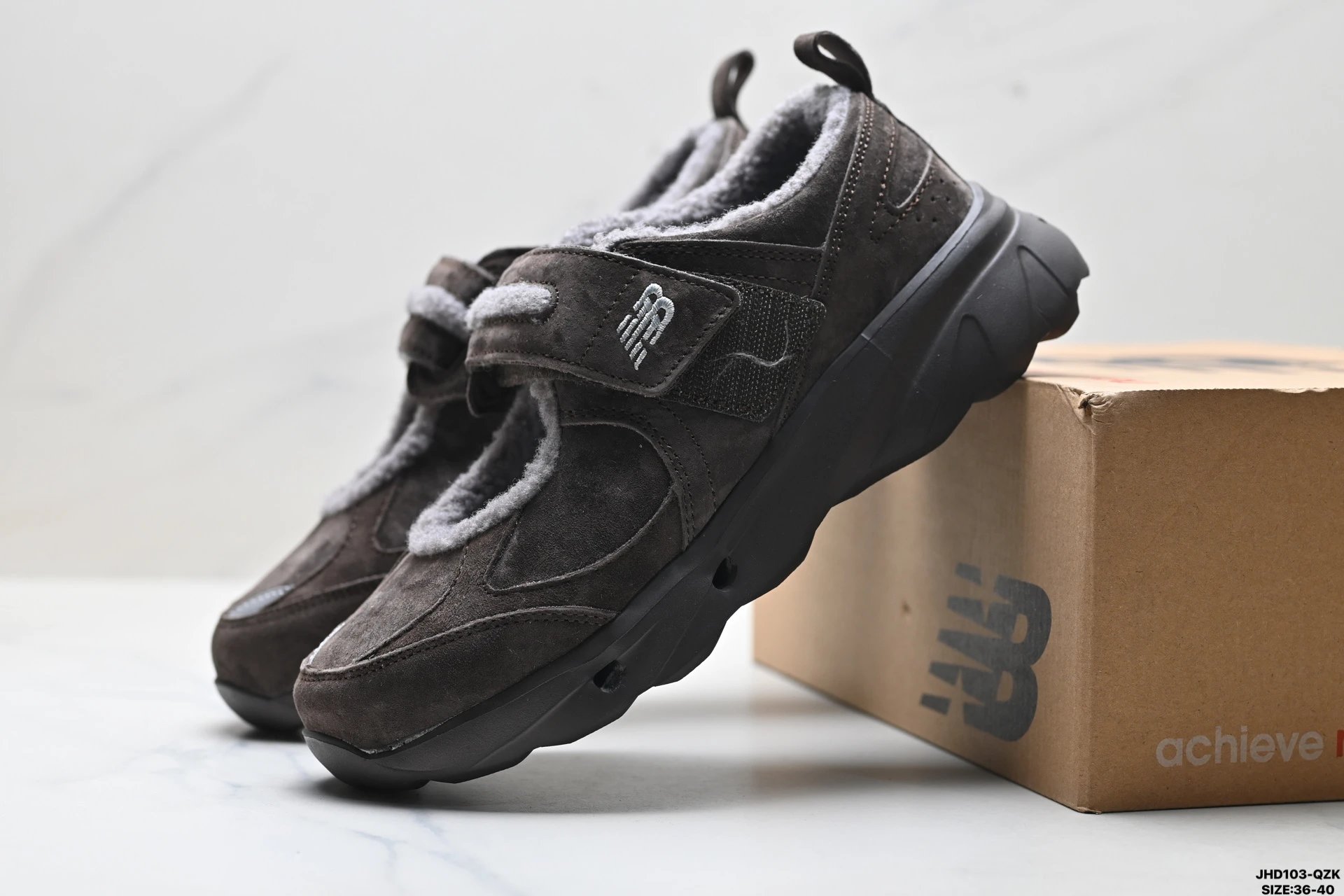 Mary Jane Suede Warm Casual Shoes Cocoa Brown - Gallery Image 8 - Detailed View