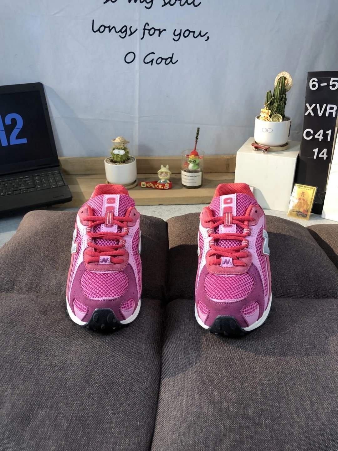 Retro Suede Running Dad Shoes Rose - Gallery Image 2 - Detailed View