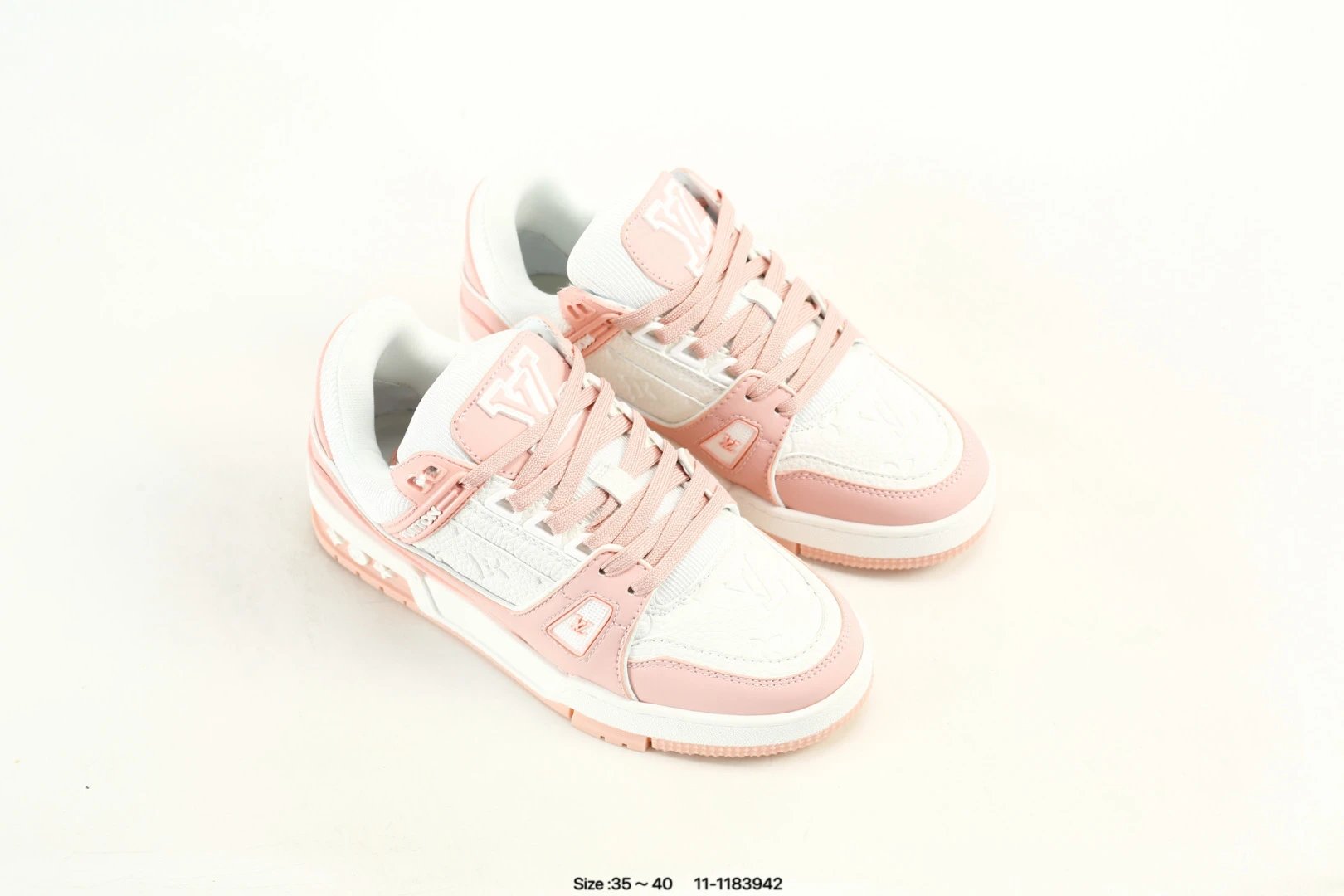 Skateboard Style Calfskin Leather Sneakers Pink Whisper - Gallery Image 7 - Detailed View