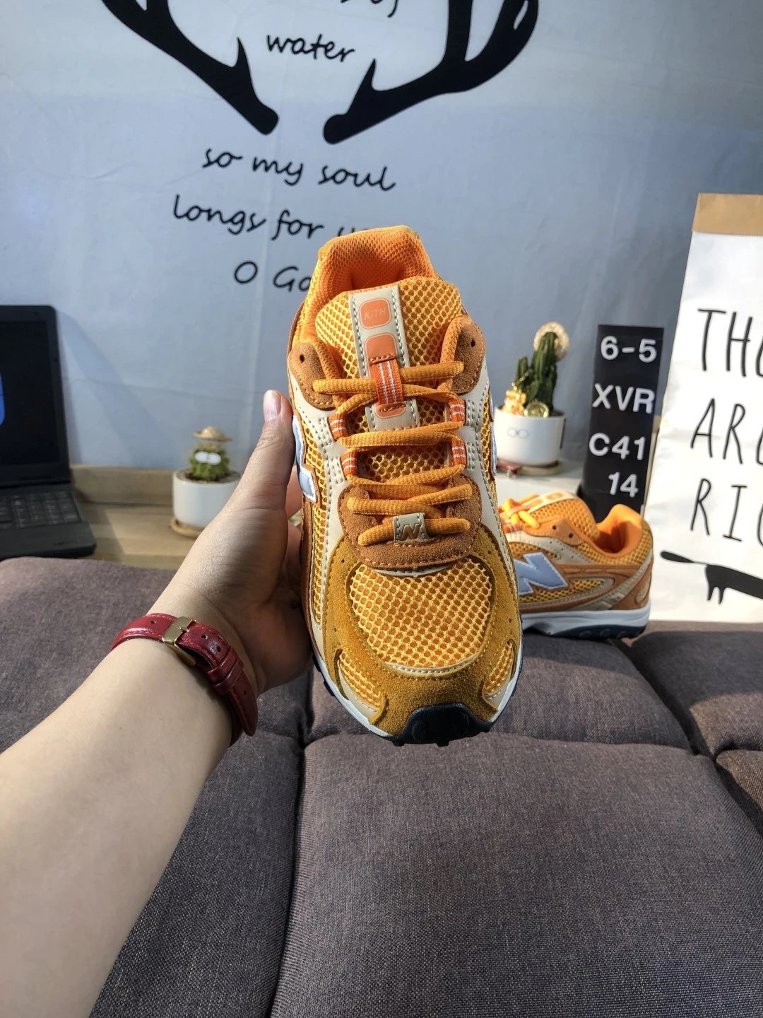 Retro Suede Dad Running Shoes Athletic Sneakers Marigold - Gallery Image 8 - Detailed View