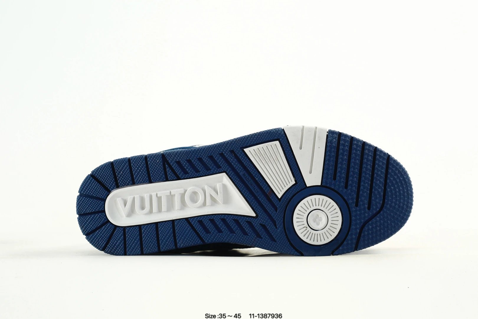 Luxury Low Top Trainer Sneakers Leather Navy Blue - Gallery Image 6 - Detailed View