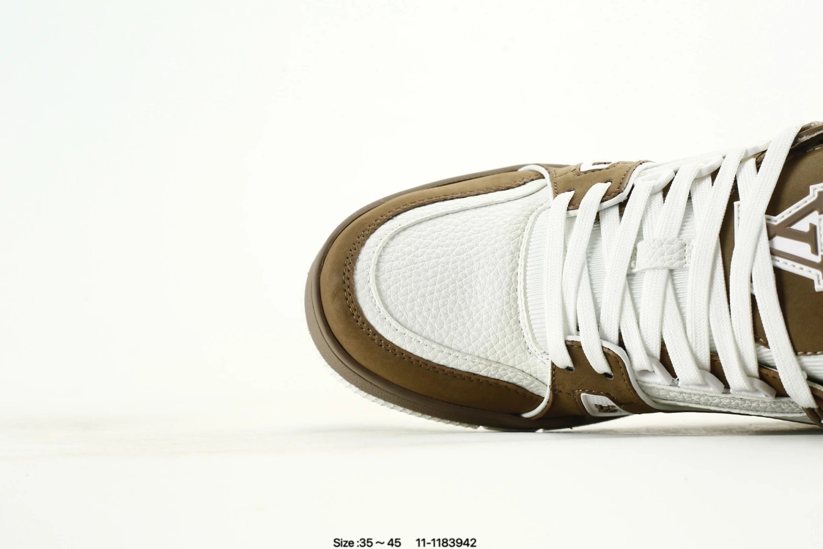 Grain Leather Skate Sneakers with Rubber Sole in Mocha - Gallery Image 5 - Detailed View