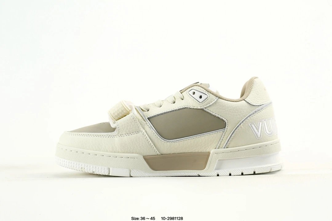 Luxury Low Top Leather Trainer Sneakers Taupe Cream - Gallery Image 3 - Detailed View