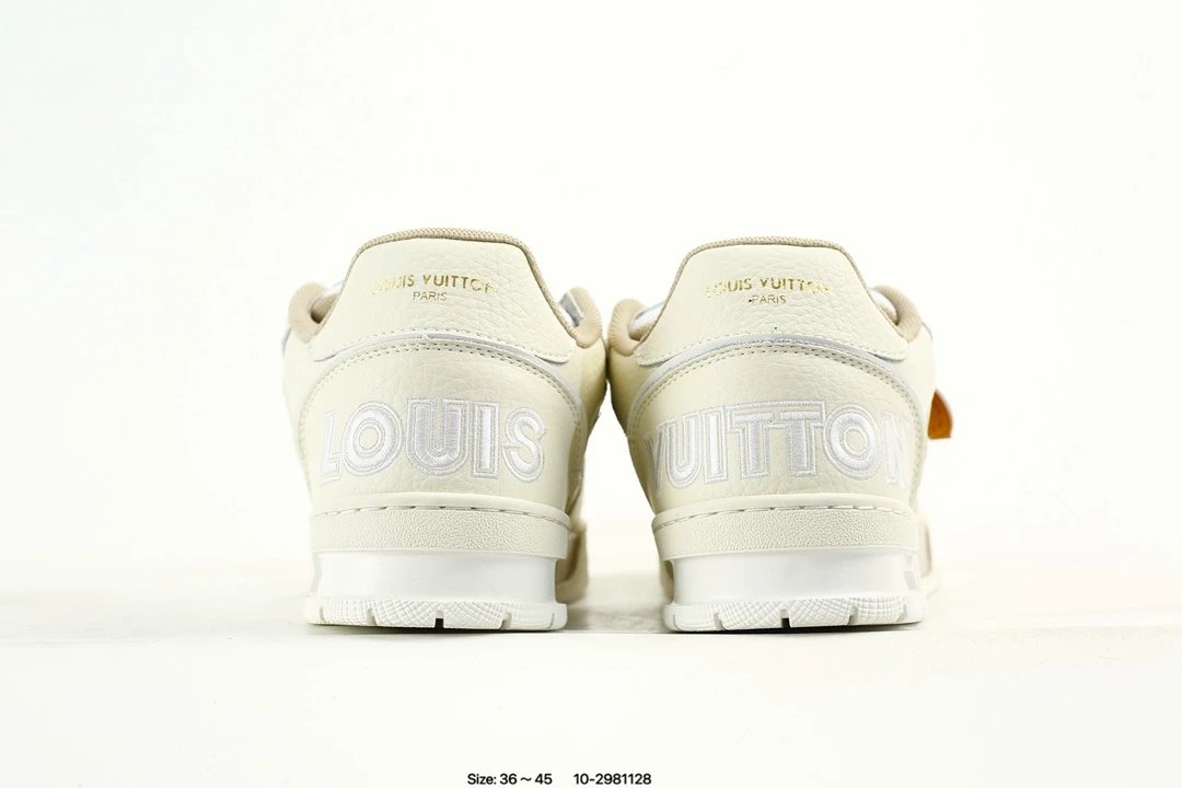 Luxury Low Top Leather Trainer Sneakers Taupe Cream - Gallery Image 7 - Detailed View