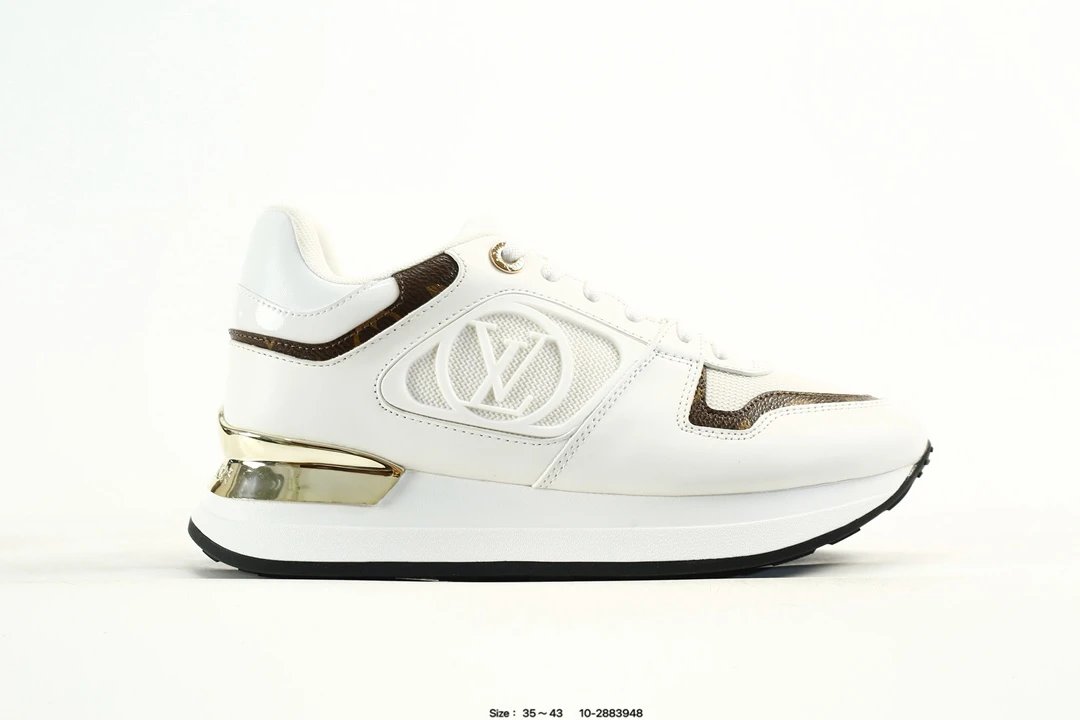 Luxury Leather Platform Sneaker with Metallic Gold Trim - Gallery Image 8 - Detailed View