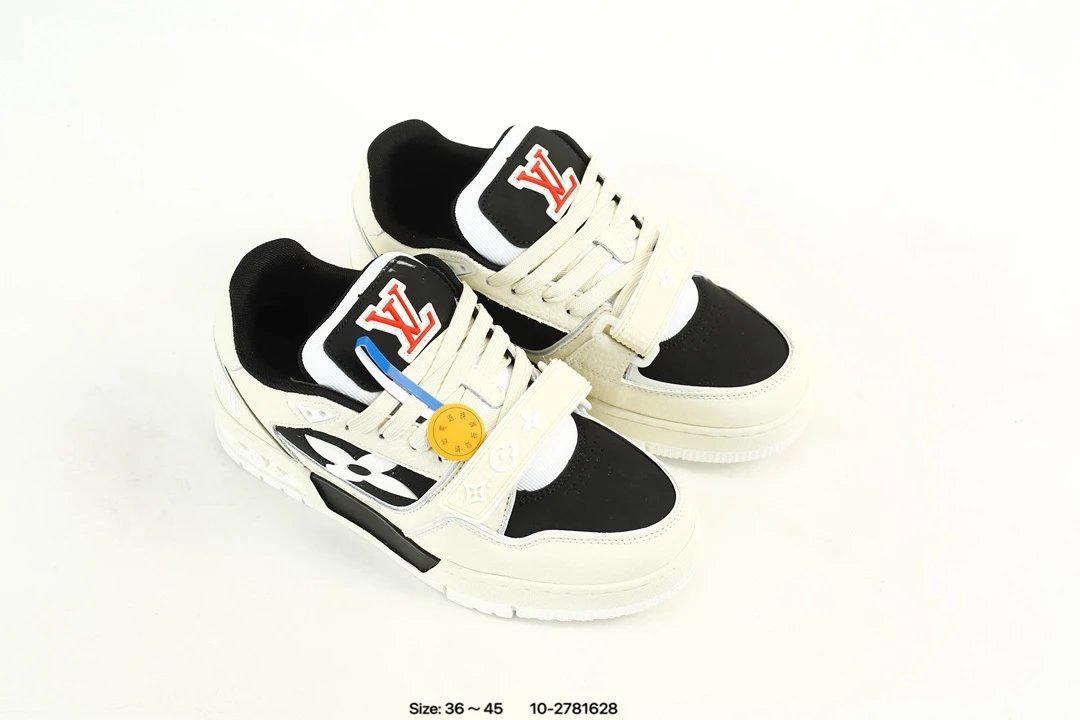 Luxury Leather Trainer Low Top Sneakers Ivory Black - Gallery Image 8 - Detailed View