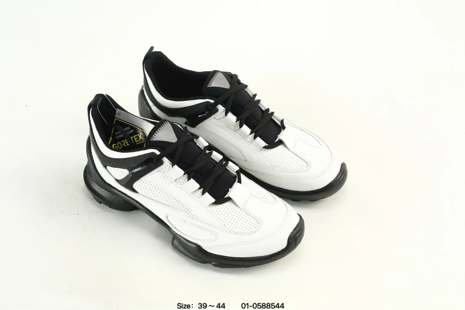 ECCO Leather Casual Sneakers White Black - Gallery Image 3 - Detailed View