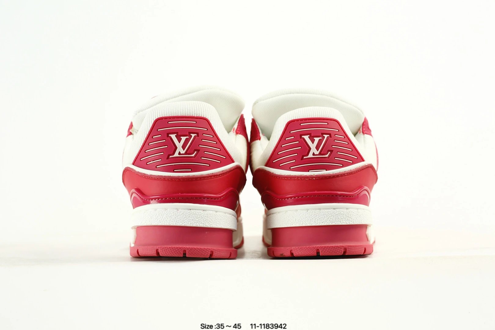 Skate Sneakers Grain Leather Mesh Low Top Scarlet White - Gallery Image 7 - Detailed View