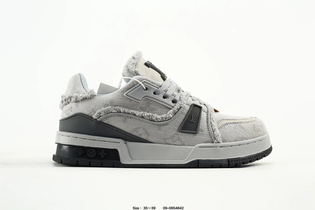 Low Top Leather Trainer Sneakers Casual Non Slip Sky Blue - Gallery Image 3 - Detailed View