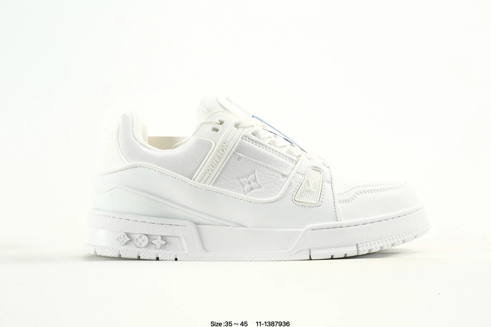 Luxury Trainer Sneaker Low Leather Casual Shoes Jet Black - Gallery Image 5 - Detailed View